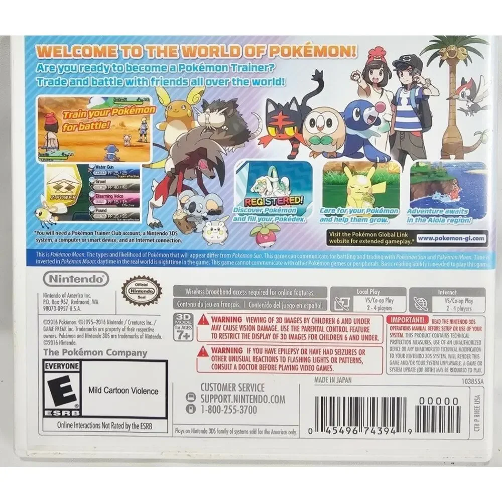 Pokémon Moon Nintendo 3DS-2016 Complete With Case Tested And Works